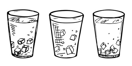 Cute cup of water, juice or soda. Glass illustration. Simple drink clipart setのイラスト素材