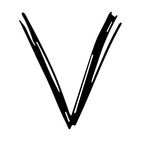 Hand drawn check mark illustration. Marker right sign clipart. Ink scribble checkbox. Single elementのイラスト素材