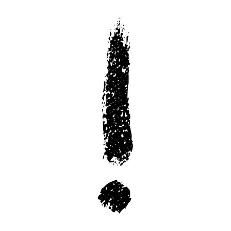 Hand drawn ink exclamation mark illustration in sketch style. Single element for designのイラスト素材