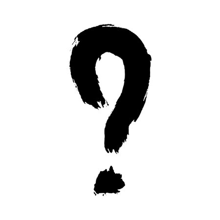 Hand drawn ink question mark illustration in sketch style. Single element for design