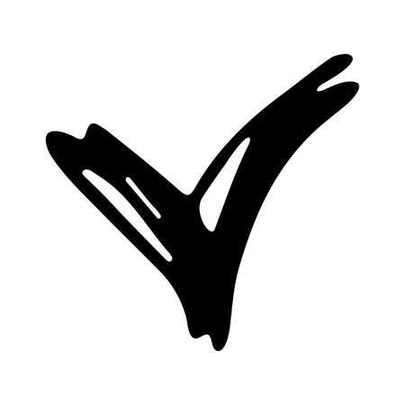 Hand drawn check mark illustration. Marker right sign clipart. Ink scribble checkbox. Single elementのイラスト素材