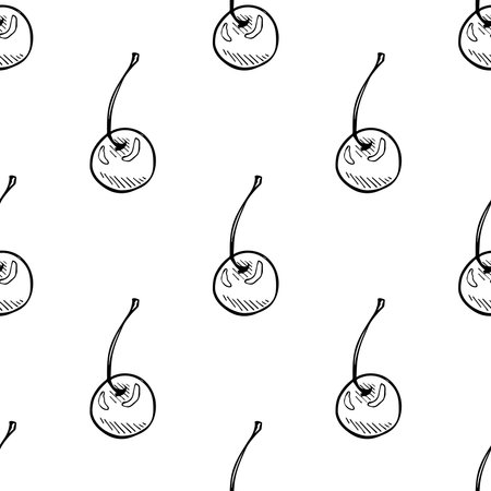 Seamless pattern with cherry doodle for decorative print, wrapping paper, greeting cards, wallpaper...
