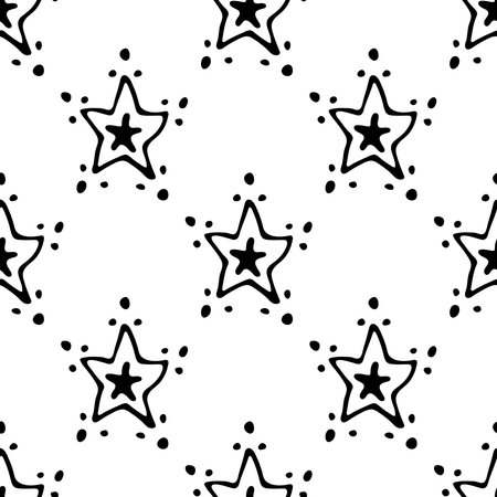 Seamless pattern with cute stars doodle for decorative print, wrapping paper, greeting cards, wallpaper and fabricのイラスト素材