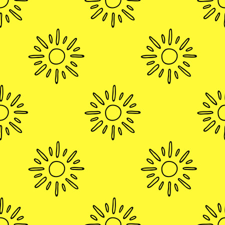 Seamless pattern with sun doodle for decorative print, wrapping paper, greeting cards, wallpaper and...