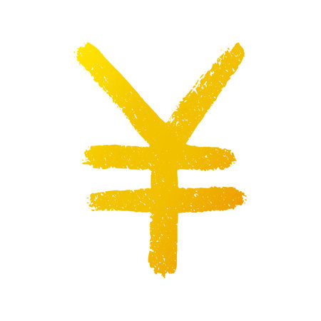 Hand drawn yen Gold currency symbol Brush stroke doodle Single element for designのイラスト素材