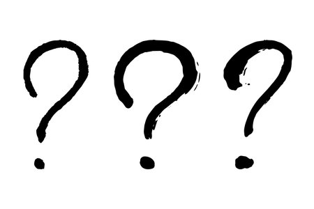 Hand drawn ink question mark illustration in sketch style. Elements for design