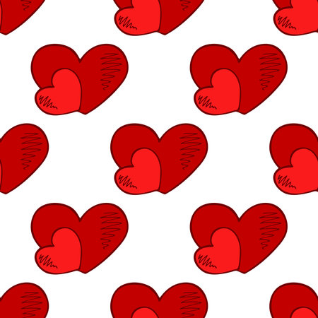 Seamless pattern with hand drawn heart doodle for decorative print, wrapping paper, greeting cards...