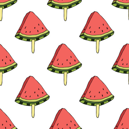 Seamless pattern with watermelon doodle for decorative print, wrapping paper, greeting cards,...