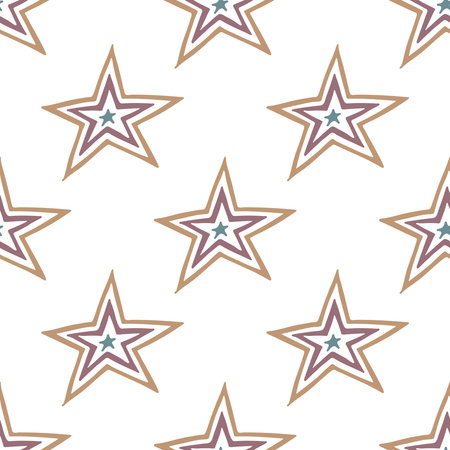 Seamless pattern with cute stars doodle for decorative print, wrapping paper, greeting cards, wallpaper and fabricのイラスト素材