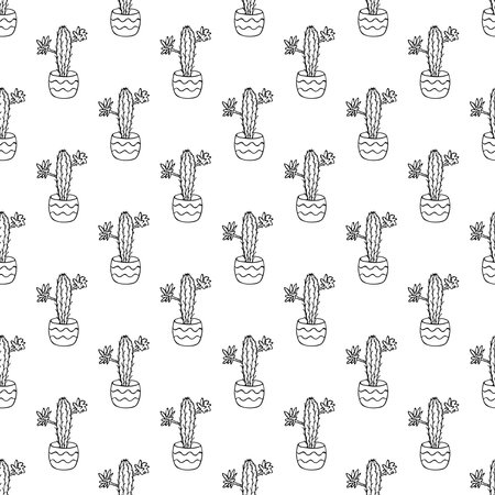 Seamless pattern with cactus doodle for decorative print, wrapping paper, greeting cards and fabricのイラスト素材