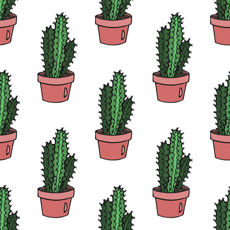 Seamless pattern with cactus doodle for decorative print, wrapping paper, greeting cards and fabric