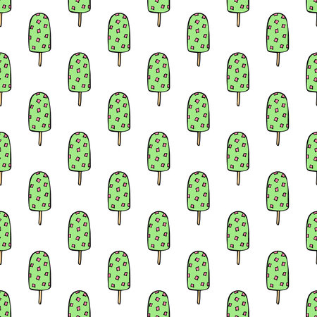 Seamless pattern with ice cream doodle for decorative print, wrapping paper, greeting cards, wallpaper and fabricのイラスト素材