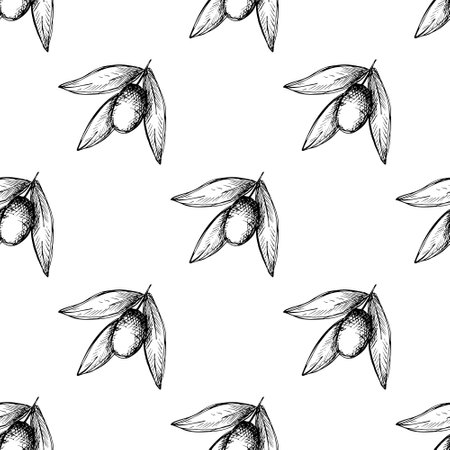 Seamless pattern with olive branches for decorative print, wrapping paper, greeting cards, wallpaper and fabricのイラスト素材