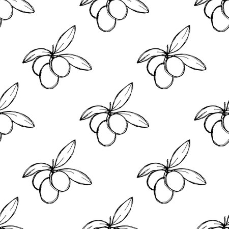Seamless pattern with olive branches for decorative print, wrapping paper, greeting cards, wallpaper and fabricのイラスト素材