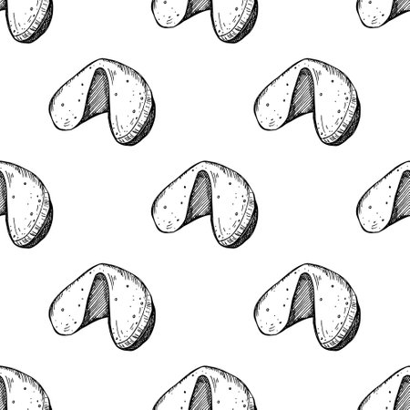 Seamless pattern with fortune cookies for decorative print, wrapping paper, greeting cards, wallpaper and fabricのイラスト素材