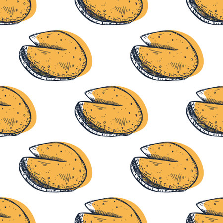 Seamless pattern with fortune cookies for decorative print, wrapping paper, greeting cards, wallpaper and fabricのイラスト素材