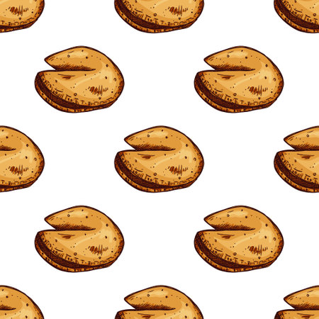 Seamless pattern with fortune cookies for decorative print, wrapping paper, greeting cards, wallpaper and fabricのイラスト素材
