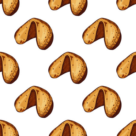 Seamless pattern with fortune cookies for decorative print, wrapping paper, greeting cards, wallpaper and fabricのイラスト素材