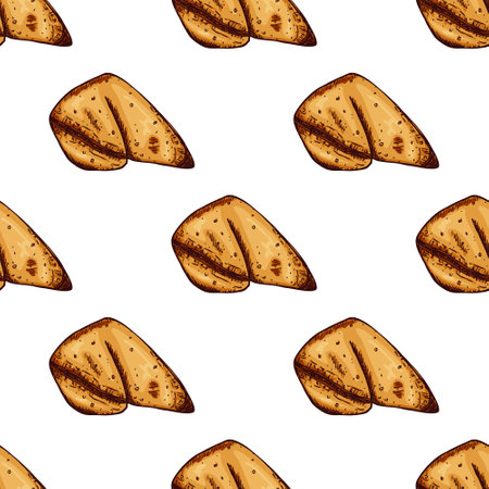 Seamless pattern with fortune cookies for decorative print, wrapping paper, greeting cards, wallpaper and fabricのイラスト素材