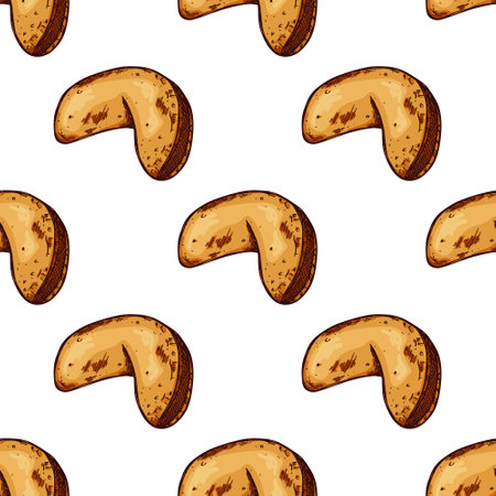 Seamless pattern with fortune cookies for decorative print, wrapping paper, greeting cards, wallpaper and fabricのイラスト素材