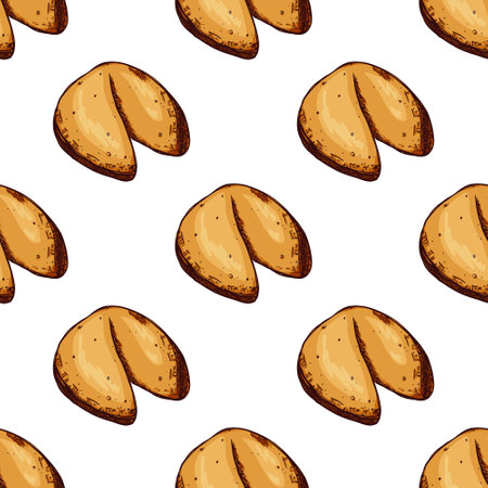 Seamless pattern with fortune cookies for decorative print, wrapping paper, greeting cards, wallpaper and fabricのイラスト素材