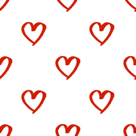 Seamless pattern with hand drawn heart doodle for decorative print, wrapping paper, greeting cards and fabricのイラスト素材