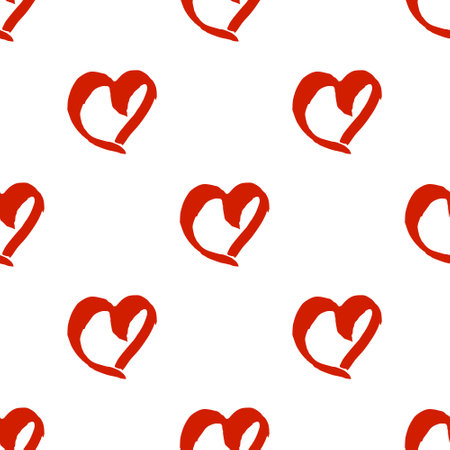 Seamless pattern with hand drawn heart doodle for decorative print, wrapping paper, greeting cards and fabricのイラスト素材