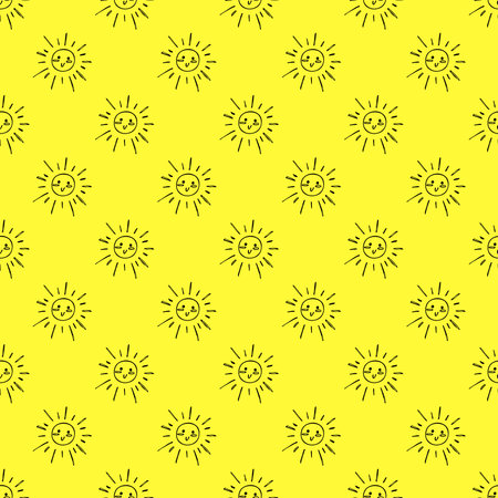 Seamless pattern with sun doodle for decorative print, wrapping paper, greeting cards, wallpaper and fabricのイラスト素材