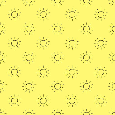 Seamless pattern with sun doodle for decorative print, wrapping paper, greeting cards, wallpaper and...