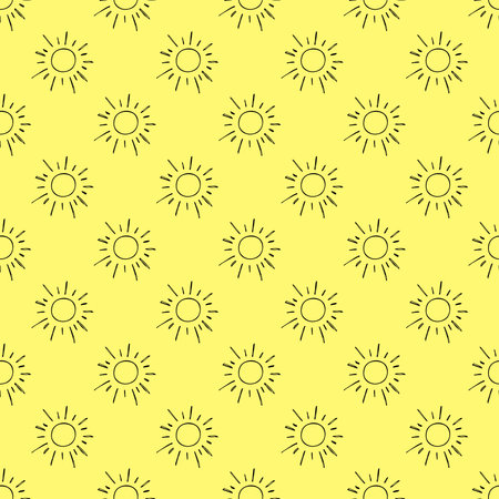 Seamless pattern with sun doodle for decorative print, wrapping paper, greeting cards, wallpaper and fabricのイラスト素材