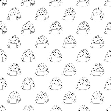 Seamless pattern with onigiri for decorative print, wrapping paper, menu, wallpaper and fabricのイラスト素材