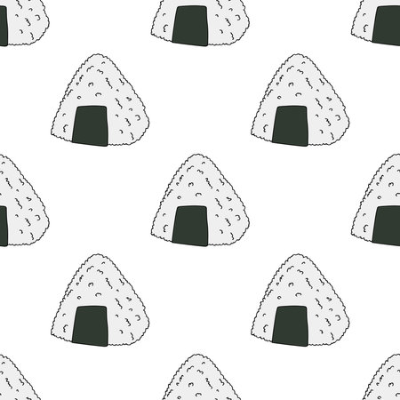 Seamless pattern with onigiri for decorative print, wrapping paper, menu, wallpaper and fabricのイラスト素材