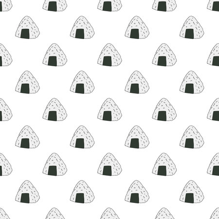 Seamless pattern with onigiri for decorative print, wrapping paper, menu, wallpaper and fabricのイラスト素材