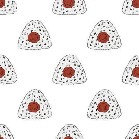 Seamless pattern with onigiri for decorative print, wrapping paper, menu, wallpaper and fabricのイラスト素材