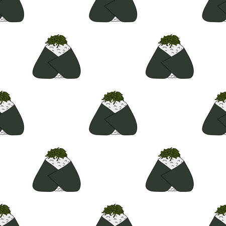 Seamless pattern with onigiri for decorative print, wrapping paper, menu, wallpaper and fabricのイラスト素材