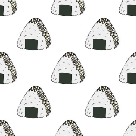 Seamless pattern with onigiri for decorative print, wrapping paper, menu, wallpaper and fabricのイラスト素材