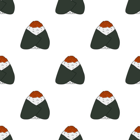 Seamless pattern with onigiri for decorative print, wrapping paper, menu, wallpaper and fabricのイラスト素材