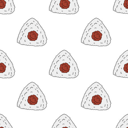 Seamless pattern with onigiri for decorative print, wrapping paper, menu, wallpaper and fabricのイラスト素材