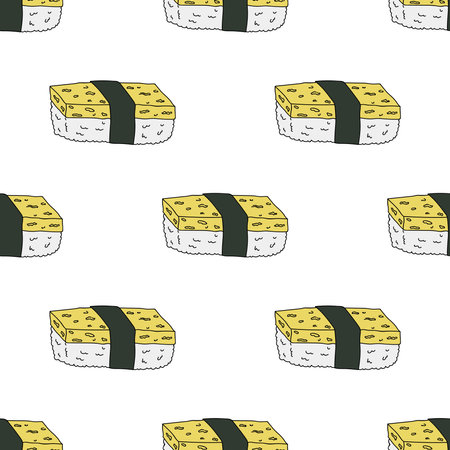 Seamless pattern with sushi for decorative print, wrapping paper, menu, wallpaper and fabricのイラスト素材