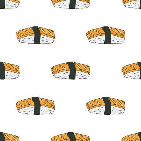 Seamless pattern with sushi for decorative print, wrapping paper, menu, wallpaper and fabricのイラスト素材
