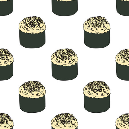 Seamless pattern with sushi roll for decorative print, wrapping paper, menu, wallpaper and fabricのイラスト素材