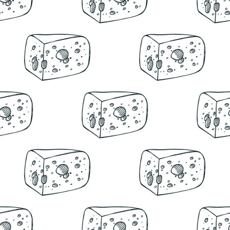 Seamless pattern with cheese doodle for decorative print, wrapping paper, greeting cards, wallpaper and fabricのイラスト素材