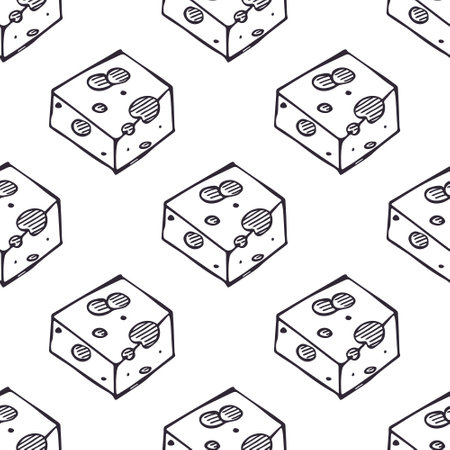 Seamless pattern with cheese doodle for decorative print, wrapping paper, greeting cards, wallpaper and fabricのイラスト素材
