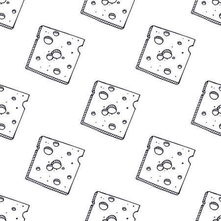 Seamless pattern with cheese doodle for decorative print, wrapping paper, greeting cards, wallpaper and fabricのイラスト素材