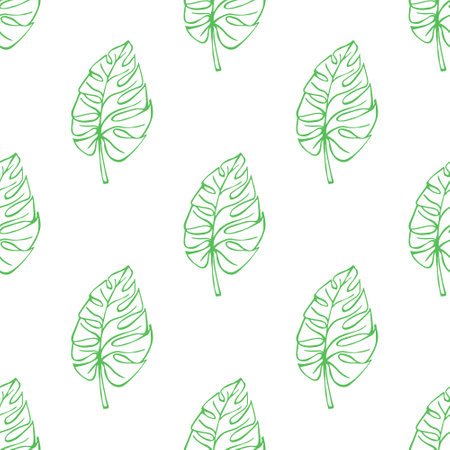 Seamless pattern with monstera tropical leaves doodle for decorative print, wrapping paper, greeting cards, wallpaper and fabricのイラスト素材