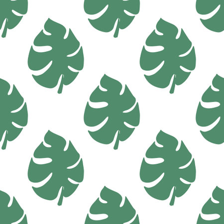 Seamless pattern with monstera tropical leaves doodle for decorative print, wrapping paper, greeting cards, wallpaper and fabricのイラスト素材
