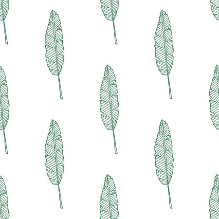 Seamless pattern with tropical leaves doodle for decorative print, wrapping paper, greeting cards, wallpaper and fabricのイラスト素材