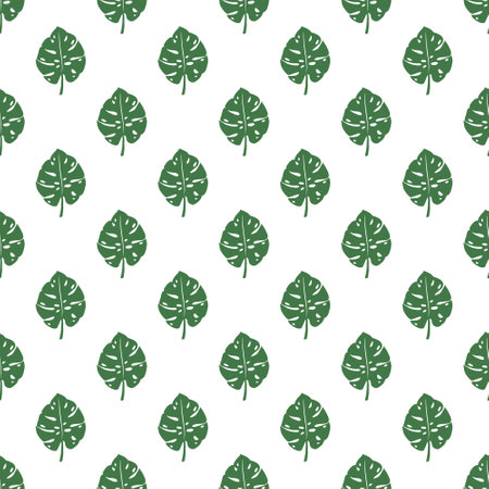 Seamless pattern with monstera tropical leaves doodle for decorative print, wrapping paper, greeting cards, wallpaper and fabricのイラスト素材