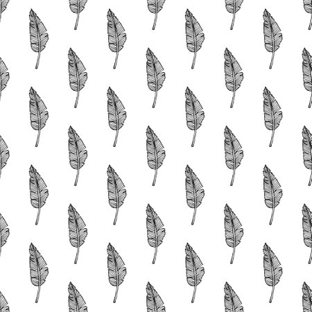 Seamless pattern with tropical leaves doodle for decorative print, wrapping paper, greeting cards, wallpaper and fabricのイラスト素材