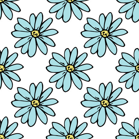 Summer seamless pattern with flowers doodle for decorative print, wrapping paper, greeting cards, wallpaper and fabricのイラスト素材